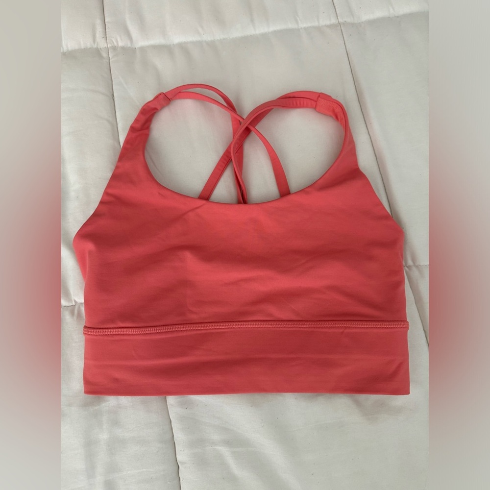 Lululemon Energy Longline Bra *Medium Support, B–D Cups Raspberry Cream Orange - Picture 6 of 9